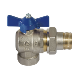 Ъглов сферичен кран 1/2"M x 1/2"F с холендрова връзка и синя  Т-дръжка 0