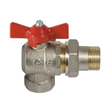 Ъглов сферичен кран с холендрова връзка, Т-дръжка, 3/4"M x 3/4"Ж 0