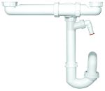 HL126.2/50 Сифон за двойна кухненска мивка DN50х2x6/4", спестяващ място 0