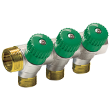 Колектор 1"M x 1"F с регулиращ вентил 35° – 4 отвора 1/2", 40 мм 0