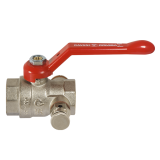 Сферичен кран  с изпускател, черв. алуминиева дръжка, Ж/Ж 1" 0