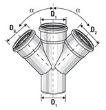 TRIPLUS Двоен разклонител ф110/110/110-87°30 0